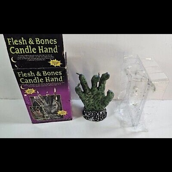 Source Unknown Other - Vintage Halloween Flesh And Bones Blood Dripping Hand Candle T26